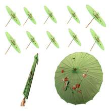 Sombrilla de bambú colorida para decoración de bodas, set de 10 sombrillas chinas de tela, accesorio decorativo para boda, fiesta o eventos, ambientación temática oriental, ideal para centros de mesa y fotografía - verde menta - Ver 11