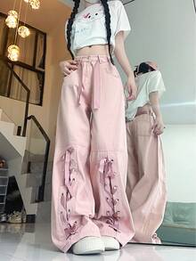 Women Pants - 粉色 - 查看 3