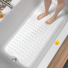 Extra Long Non-Slip Bathtub Mat With Drainage Holes And Suction Cups Non-Slip Bathtub Mat, 40 X 16 Inch Extra Long Bathtub Mat, Soft On Feet Machine Washable Bathroom Shower Mat - Ideal For Home, Hotel, And Car Travel - Available In Multiple Colors - 彩色 - 查看 16