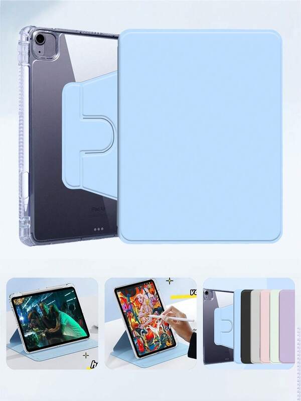 Capa Giratória Compatível com iPad 11ª/10ª Geração com Suporte para Lápis, Compatível com iPad 5/6/7/8/9, Todos os Modelos iPad Air e iPad Pro 2018-2025, Suporte Giratório de 360 Graus com Proteção, Função Ligar/Desligar Automática