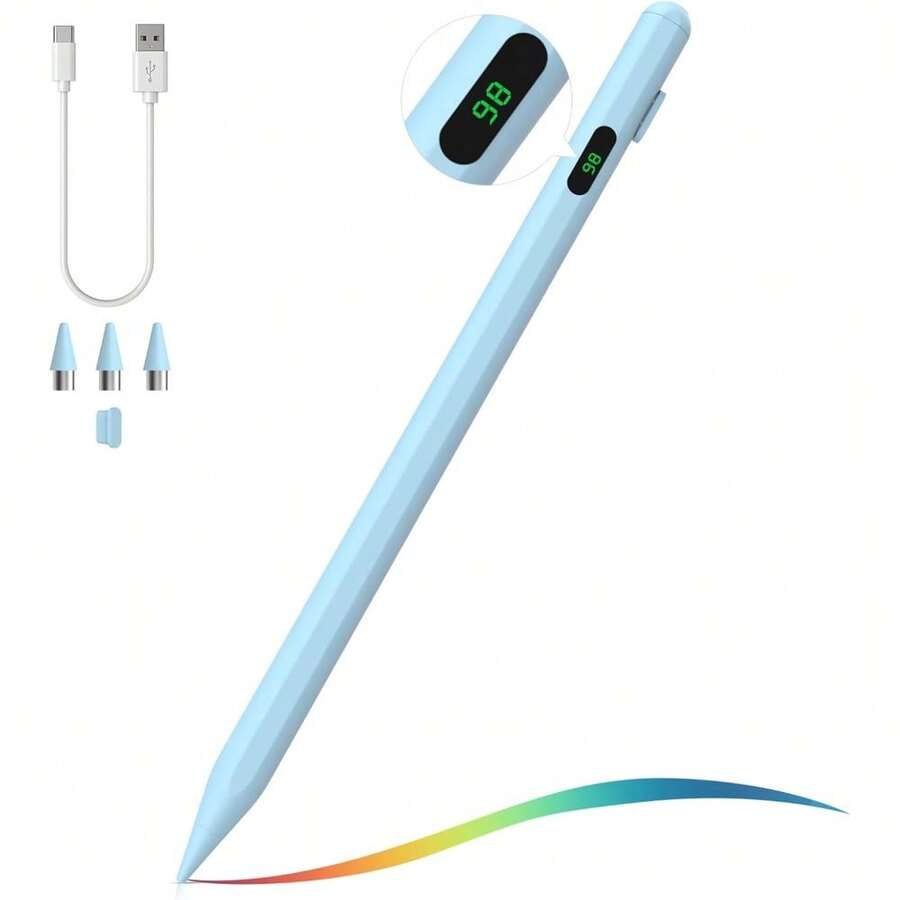 Stylus Pen For Touch Screen, Active Universal Stylus Pen Compatible With IPad//(Non-S Pen) And Other IOS/Android Smartphone And Tablet Devices Tablet Pencil With Power Display, White - Màu xanh lam - Xem 1
