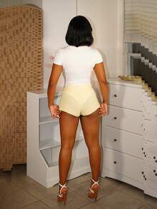 Steph T Body casual de cuello en V profundo gris con mangas cortas - C - Blanco - Ver 5