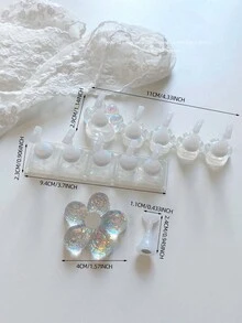 3D 亚克力极光冰透明格子美甲支架练习架美甲装饰套装，包含树脂水晶球、钻石、复古花卉激光设计，适用于 DIY、家居、户外、女性、母亲、姐妹、妻子、女朋友、婚礼、美甲沙龙、情人节