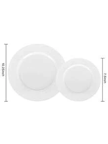 25pieces Of Pure White Round Cake Dessert Plates, High-Looking Fruit Salad Plates, Reusable And Easy To Clean. Great For Weddings, Birthday Parties, Family Gatherings And Outdoor Team Building, Schools, Restaurants, Kitchens, Christmas Tableware