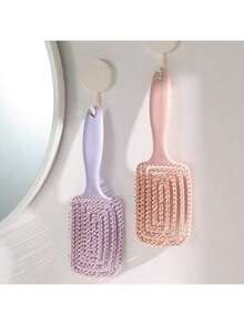 1pc Hollow Comb, Wet & Dry Massage Comb, Portable Wide-Tooth Styling Comb, Women Long Hair Volumizing Brush, Body Care, Hairstyling Set, Salon & Travel Essential - Multicolor - View 5