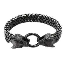 New Vintage Head Bracelet, Black & Gold Dual-Tone, Personalized Jewelry Gift For Men