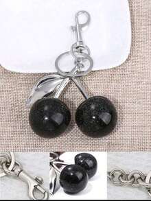 New Fashion Crystal Cherry Pendant Metal Key Chain, Suitable For Daily Wear, For Bag Accessories, Can Send Family Gifts, Friends Gifts, Classmates Gifts, Lovers Gifts, Birthday Gifts, Teachers Gifts, Souvenirs - 金色樹枝紅桃 - 查看 6