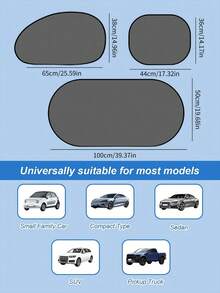 5 Piece Car Sun Visor Set, Full Protection For Front And Rear Seat Side Windows And Rear Glass, High Density UV Resistant Black Mesh Fabric, Blocks Harmful Sunlight, Reduces Heat Buildup, Suction Cup Attachment, Secure Fit On All Vehicle Windows, Lightweight Foldable Design, Easy To Store, Ideal For Hot Weather And Outdoor Parking, Passenger Privacy And Comfort, Reusable Durable Sunshade Set, Perfect For Family Cars And Road Trips - Black - View 10
