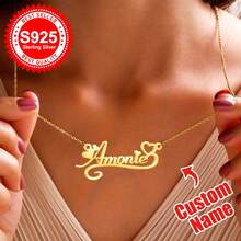 1pc S925 Sterling Silver Custom Name Necklace - Personalized Jewelry With Cursive/Script Fonts - Ideal Gift For Girlfriends, Besties & Self - Perfect For Birthdays, Anniversaries & Daily Chic Outfits