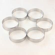 3/6/12件装不锈钢圆形挞模，带孔 - 烘焙模具，非常适合制作慕斯、芝士蛋糕和法式糕点 - 圣诞节、毕业典礼、感恩节DIY烘焙必备 | 烘焙爱好者的理想礼物 | 可用洗碗机和烤箱 - 銀色 - 查看 17