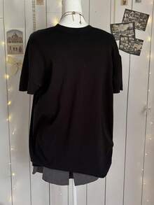 Oversized Short Sleeve Funny Hamster Calling Meme T-Shirt, Cute Gift For Animal Lovers - Black - View 2