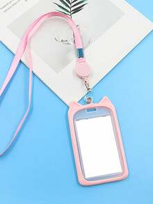 Rabbit Cat Ear Design Girls Tag Employee's Pass Work Card Cover Case Badge Holder With Retractable Badge Reel Card Holder Card Holder Wallet Business Card Holder Credit Card Holder Id Card Holder Card Holder Women