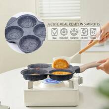 1oc/6pcs Nonstick Cookware Set (Egg Pan, 4-Hole Breakfast Grill) With Silicone Utensils, Single Pans And Cookware Sets Are Sold Individually, Family Dinner Supplies, Party Supplies