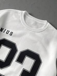 New Autumn/Winter Men's Casual Number Print Loose Fit Pullover Hoodie