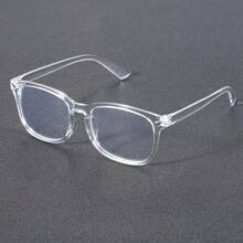 1 Piece Of Men's Geometric Frame Glasses, Featuring A Modern Minimalist Design With Elegant Aesthetics And Transparent Lenses, Perfect For Back-To-School And Everyday Accessories. - 透明框架白色 - 查看 7