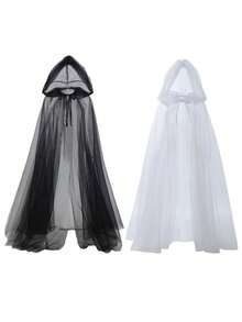 1 pieza de nuevo traje de fiesta y cosplay de estilo transfronterizo, capas con capucha, capas largas de gasa, accesorios de disfraz para fiesta de baile.