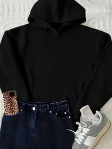 Sudadera hoodie mujer dama bolsillo canguro gorro capucha estampado grafico ROSAS estilo urbano diseño casual caliente frío uso diario | buena calidad | Textura Suave - Negro - Ver 2