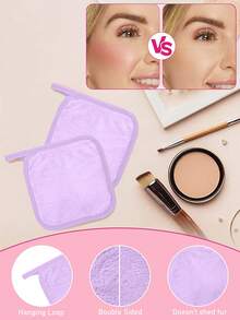 12片装卸妆棉，边缘设计，可重复使用，柔软保湿清洁湿巾，6/3/1片套装 - 彩色 - 查看 3