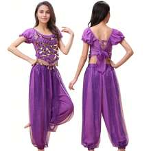 1 buc Femei Adult Dans Costum Sequin Pantaloni Lejeri Buric Dans Evidențiați Șifon Bloomers Scenă Performanță Dans Practică Pantaloni cu Lanț de Talie Eșarfă de Sold