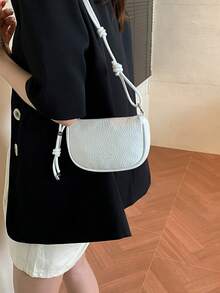Mini Lychee Texture Crossbody Bag For Women, New Stylish Compact Versatile Daily Bag - White - View 6