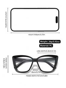 1副/3-4副女士休闲时尚猫眼透明眼镜，适合日常阅读、办公、徒步旅行、聚会等场合。