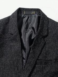 1PC Stylized Knitted Suit Jacket For Men. Grey Spliced - Style Button - Down Suit Jacket