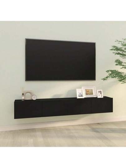 VidaXL TV Wand Units Pcs 100x30x30 Cm Processed Wood Zwart