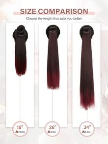 Tóc đuôi ngựa nối dài 16 inch/26 inch/34 inch, Dây thun đa năng màu đen sang đỏ tía chịu nhiệt cho nữ, Tóc đuôi ngựa dài thẳng tự làm quấn quanh, Tóc đuôi ngựa tổng hợp mềm mại tự nhiên cho nữ Hóa trang hàng ngày và Lễ hội âm nhạc Giáng sinh, Quà tặng năm mới đã qua sử dụng - Nhiều màu - Xem 8