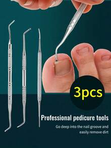 Zestaw 3 narzędzi do pielęgnacji wrastających paznokci u stóp, narzędzia do pedicure dla stóp, w tym podnośnik do paznokci u stóp i pilnik do paznokci u stóp, odpowiedni do leczenia wrastających paznokci u stóp - stal nierdzewna klasy medycznej, narzędzie do czyszczenia paznokci i pedicure, narzędzie do pielęgnacji paznokci u stóp - w zestawie pudełko do przechowywania