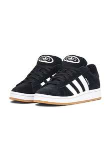 Adidas Giày nữ thường ngày Campus, nhẹ, êm ái, thoáng khí, đế dày, có logo, thân thiện với da, đa năng, chất liệu da, thích hợp đi làm hàng ngày, tập gym, đi học, đi chơi sau giờ làm, dạo phố, du lịch HQ6638 - Đen và Trắng - Xem 2