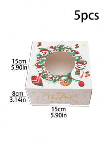 5 Stück/10 Stück Weihnachten mit transparenten Schaufenstern, Weihnachts-Gebäckbox, Keksdose, kreative Torte, Brot und Muffin, Weihnachtsgeschenkverpackung, Weihnachtsdekoration, Weihnachtspyjamas, Weihnachtsgeschenke, Weihnachtsdekoration - klein - Übersicht 17
