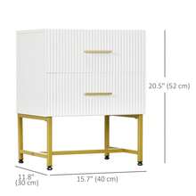HOMCOM Modern Nightstands Set Of 2, Bedside Tables With 2 Drawers And Fluted Panels, End Tables With Storage And Gold Legs For Bedroom, White - 白色 - 查看 2