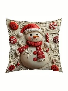 1/2/4Pcs Christmas Throw Pillow Covers Single-Sided Print - Santa, Reindeer, Snowman, And Tree Designs - Throw Pillow Covers - With Hidden Zipper Closure - Machine Washable - For Living Room And Office Decor - Multicolor - View 16