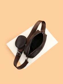 男士斜跨单肩包两件套迷你单肩小包零钱包男士斜挎包单肩包方形包迷你带零钱包防水可调节肩带旅行必备夏季包