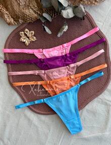 Kit 5 Calcinhas PLUS SIZE Fio Dental Asa Delta Com Regulagem na Lateral String Lingerie Tanga Ajustavel