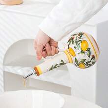 Franks Exhibition釉下彩绘绿色陶瓷橄榄油瓶油壶家用厨房酱油醋调味瓶防漏 - 檸檬-油壺一支 - 查看 5
