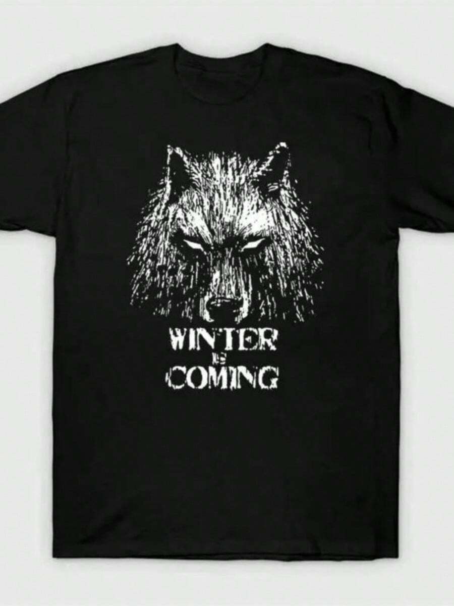 2025 Popular GAME OF THRONESS Clothing A Song Of Ice And Fires T-Shirt Winter Is Coming Men's And Women's Plus Size T-Shirts - màu đen - Xem 1