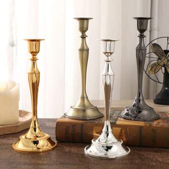 1 件金属烛台，适合正式活动、婚礼、教堂、节日装饰、万圣节 - 优雅的锥形蜡烛餐桌中心装饰