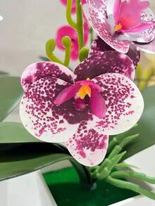 4pcs/1PC Simulation Plant Flowers Fake Hua Hudie Orchid Potted Bonsai, Wedding Shooting Green Props Living Room Decoration Plastic Flower Potted Ornaments, Holiday Decorations, Christmas Decorations.