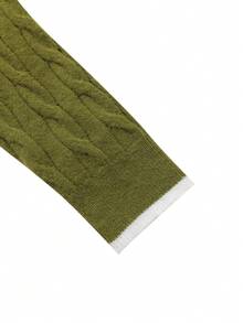 优雅女士针织毛衣，时尚休闲法式风格加厚宽松套头衫，适合圣诞节和新年，秋冬季圆领套头衫，时尚女式上衣 - 墨綠色 - 查看 11