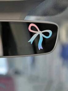 2pcs Cute Bow Ladies Car Decal - Fantasy Theme Vinyl Sticker, Glossy Finish, Cartoon Pattern Self Adhesive Glass Surface, Asymmetrical Shape, Single Use
