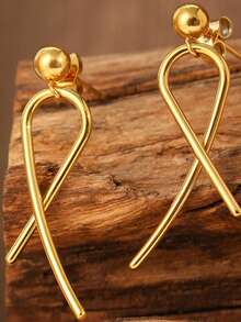 1 Pair Stainless Steel Line Geometric Drop Earrings, Minimalist Unique Personalized Earrings, High-End Jewelry For Women, Suitable For Daily Wear