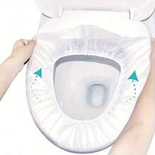 50/10 Pcs Reusable Toilet Seat Covers, Individually Packaged Toilet Seat Pads, Portable Travel & Business Toilet Mats, Public Restroom Travel Accessories, Airplane, Camping, Home Reusable Toilet Seat Covers, High Quality Elastic Toilet Seat Pads. - White - View 3