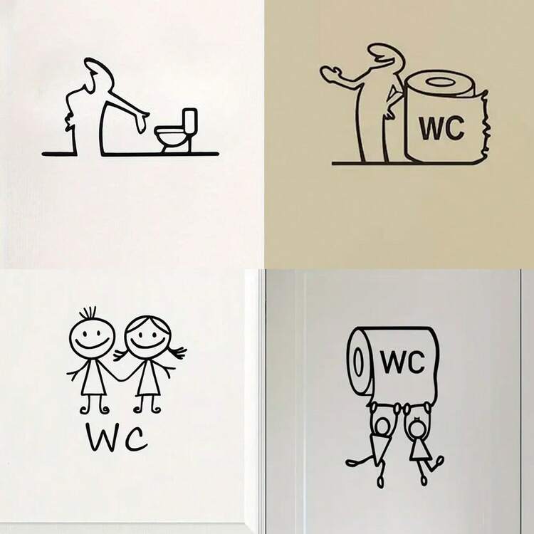 1 pezzo Adesivo per bagno e toilette - Decorazione murale unica per bagni domestici e commerciali, facile da installare, regalo perfetto per le feste, accessori e decorazioni per il bagno, decorazione per il bagno - Multicolore - Visualizzare 2