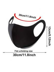 Personalized Customized Mask, Customized Letter Design, Can Customize Your Name, Exclusive Logo. Sunscreen, Breathable And Skin Friendly Reusable & Washable Breathable Dust Mask | Women's Fashionable Solid Color Windproof Sun & Ice Fiber Fabric Elastic Face Mask For Casual Outdoor Activities | Black/Pink/Grey, Minimalist Design, Durable Elastic Edge - Black - View 7