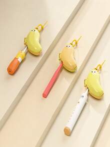 1/2pcs Banana Shaped Toothbrush Holder - Reusable Clip-On Toothbrush Cover - Durable Plastic Toothbrush Storage Box - Cute Portable Toothbrush Protector Suitable For Business Travel And Home Use - Fits All Standard Toothbrush Heads - Couple Toothbrush Protector (Yellow Base Is Green, Green Base Is Yellow) - Multicolor - View 7