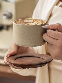 1 Set Of 250ml/8.45oz Ceramic Coffee Mugs, Handmade Retro Style Cups, Terracotta Color, Round/Square Handle, Straight Cylinder Shape, Suitable For Water, Home & Office Use, All Seasons