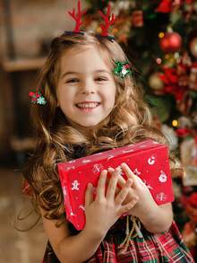 23 件圣诞系列礼品套装 DIY 发饰套装 圣诞发夹 - 蝴蝶结装饰发夹、驯鹿角发夹、圣诞树发夹 圣诞饰品和装饰储物袋 儿童装扮玩具 非常适合女孩的发型派对 圣诞礼物 生日礼物