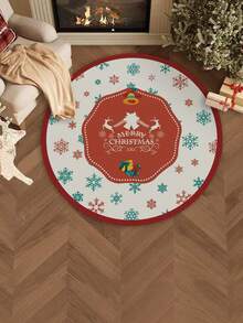 Weihnachts-Kristall-Samt-Rundteppich, rutschfest und leicht zu reinigen, angenehm zum Sitzen, Weihnachts-Teppich für Feststimmung, geeignet für Wohnzimmer/Esszimmer/Schlafzimmer/Eingangsbereich