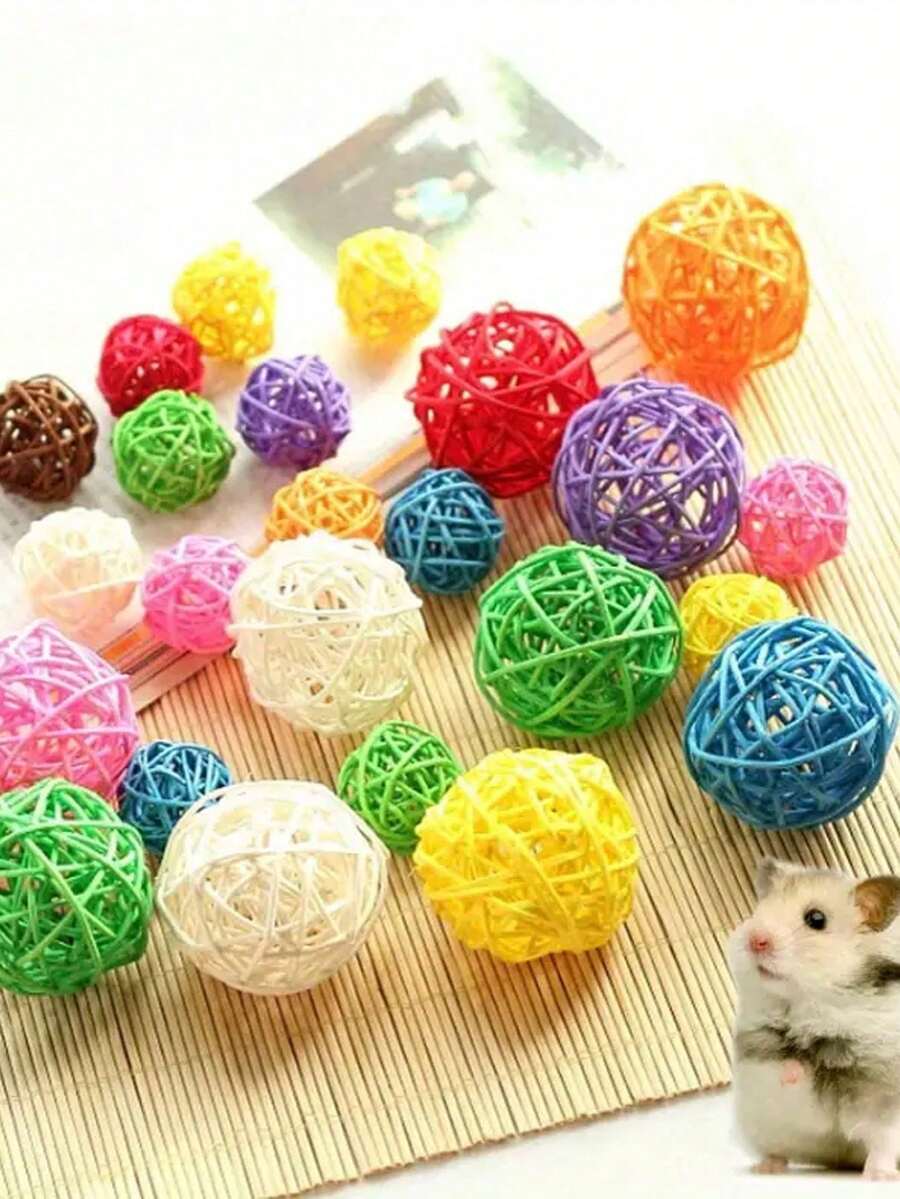 2/3/5pcs Rattan Ball Toys, 5cm Parrot Foot Grab & Chew Small Ball Toys, Rattan Parrot Toys - View 1